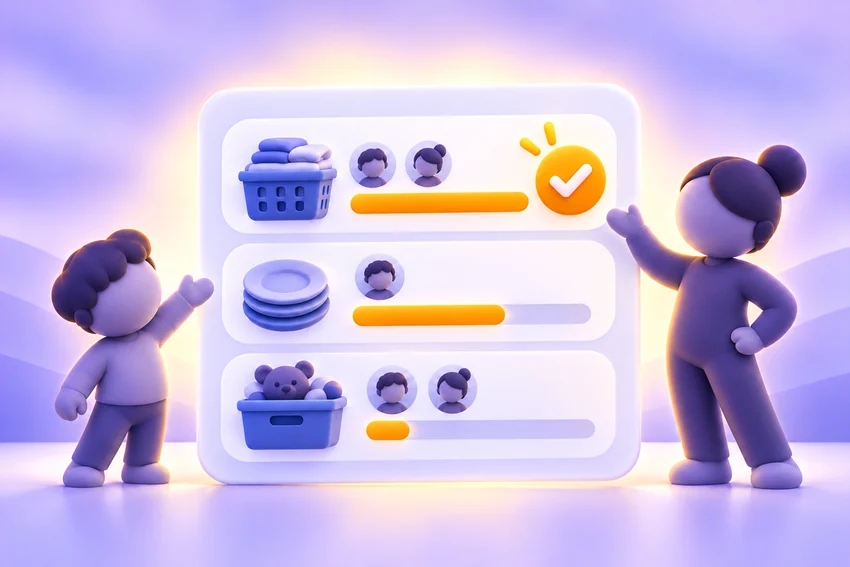 A parent and child reviewing household chore progress together