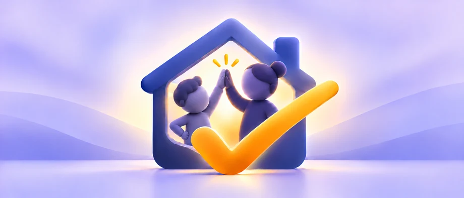 A parent and child celebrating completed chores together